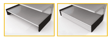 Kick Plate Options for S-Series Gondola Shelving. Open and closed kickplates.